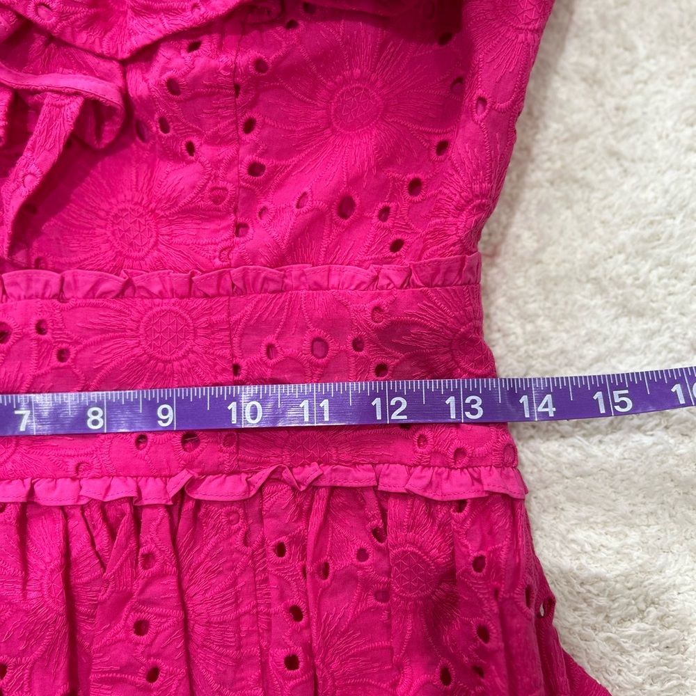 NWT Ted Baker Mazieh Broderie Eyelet Peplum Top Size 1 US 4 Ruffle Sleeve Pink - Picture 12 of 13